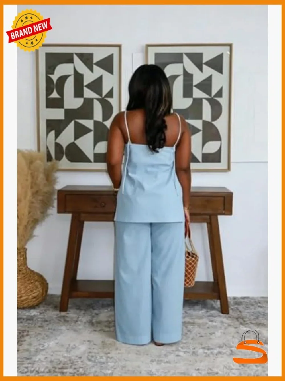 2 Piece Set Sleeveless Tank Top Wide Leg Pants Matching Summer Outfit